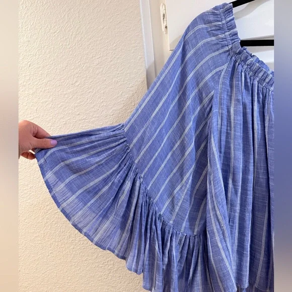 Elan Light Blue Stripe Off-Shoulder Blouse - Picture 5 of 5